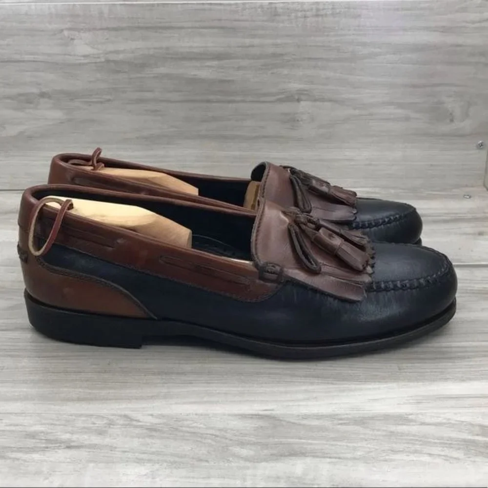 Foster Rainey Country tassel black/brown leather loafers Men's size 11M